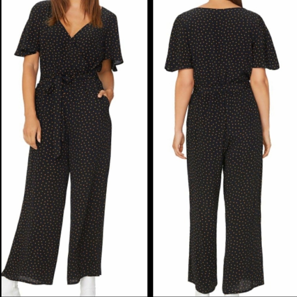 Sanctuary Black Jumpsuit with orange polka dots S